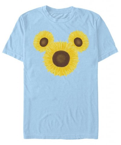 Men's Mickey Sunflower Short Sleeve Crew T-shirt Blue $20.99 T-Shirts