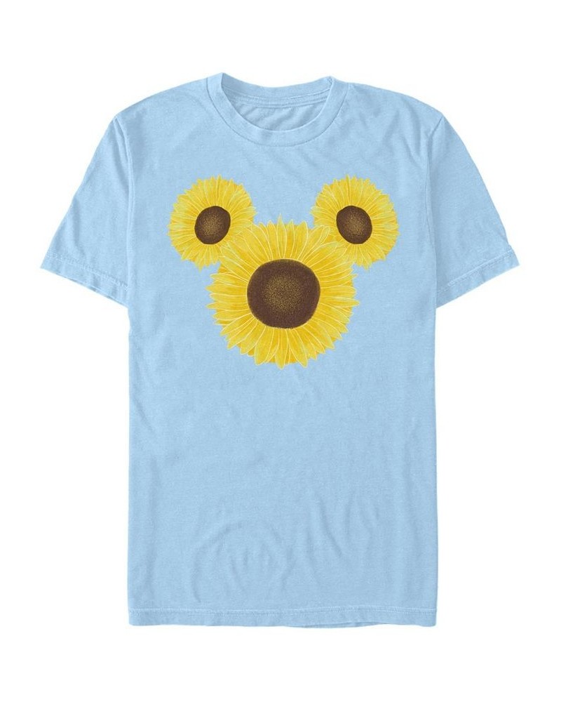 Men's Mickey Sunflower Short Sleeve Crew T-shirt Blue $20.99 T-Shirts