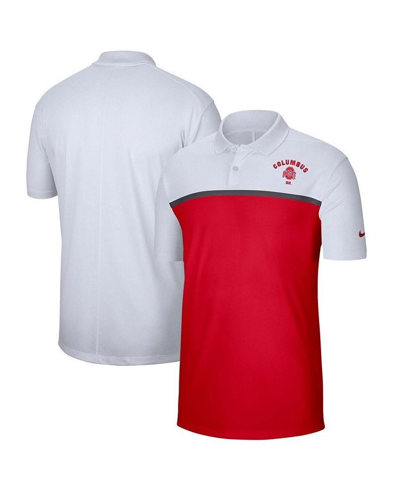 Men's White, Scarlet Ohio State Buckeyes Color Block Victory Performance Polo $38.49 Polo Shirts