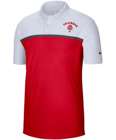 Men's White, Scarlet Ohio State Buckeyes Color Block Victory Performance Polo $38.49 Polo Shirts