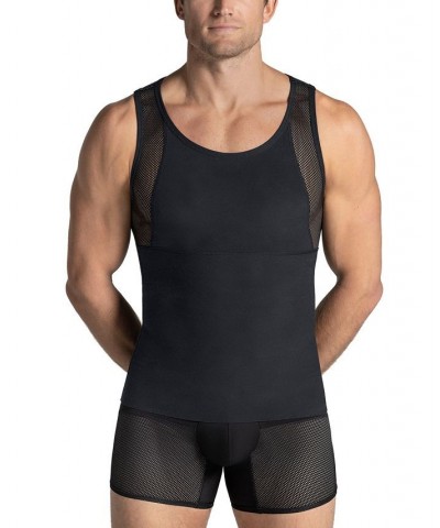 Men's Stretch Moderate Compression Shaper Tank Top Black $31.20 Undershirt