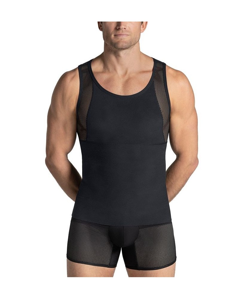 Men's Stretch Moderate Compression Shaper Tank Top Black $31.20 Undershirt