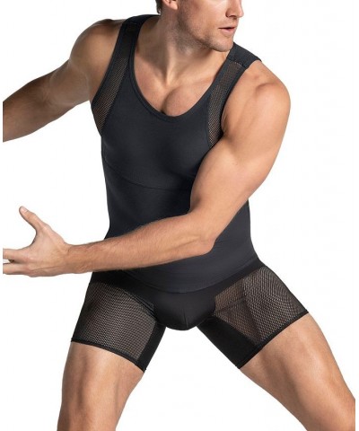 Men's Stretch Moderate Compression Shaper Tank Top Black $31.20 Undershirt