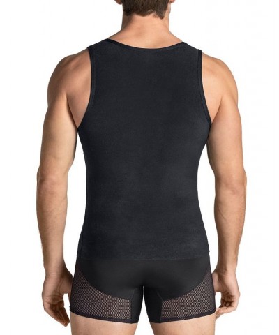 Men's Stretch Moderate Compression Shaper Tank Top Black $31.20 Undershirt