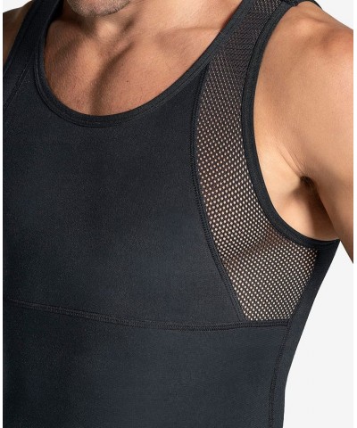 Men's Stretch Moderate Compression Shaper Tank Top Black $31.20 Undershirt