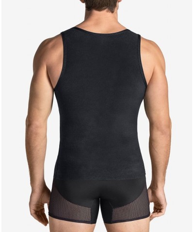 Men's Stretch Moderate Compression Shaper Tank Top Black $31.20 Undershirt