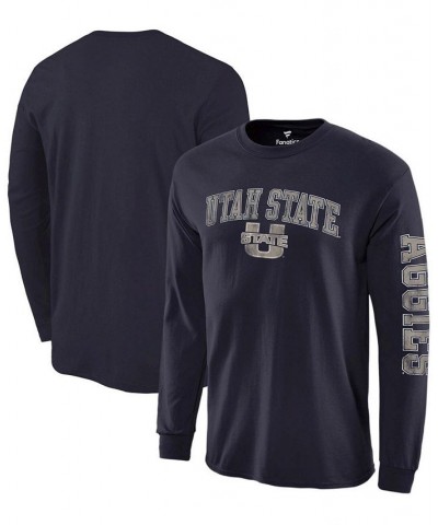 Men's Navy Utah State Aggies Distressed Arch Over Logo Long Sleeve T-shirt $14.26 T-Shirts