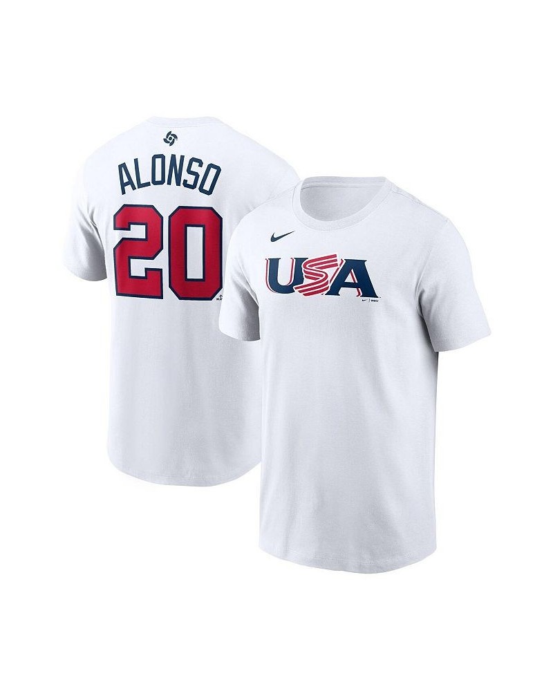 Men's Pete Alonso White USA Baseball 2023 World Baseball Classic Name and Number T-shirt $26.99 T-Shirts