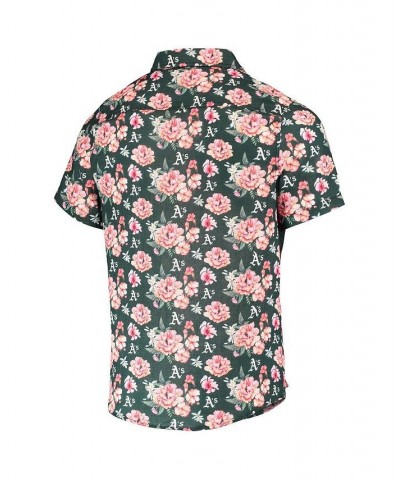 Men's Green Oakland Athletics Floral Linen Button-Up Shirt $45.89 Shirts