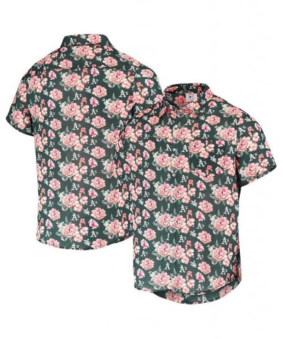 Men's Green Oakland Athletics Floral Linen Button-Up Shirt $45.89 Shirts