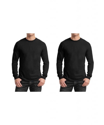 Men's 2-Pack Egyptian Cotton-Blend Long Sleeve Crew Neck Tee Black x 2 $21.00 T-Shirts