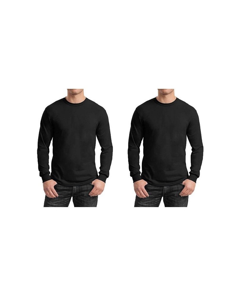 Men's 2-Pack Egyptian Cotton-Blend Long Sleeve Crew Neck Tee Black x 2 $21.00 T-Shirts