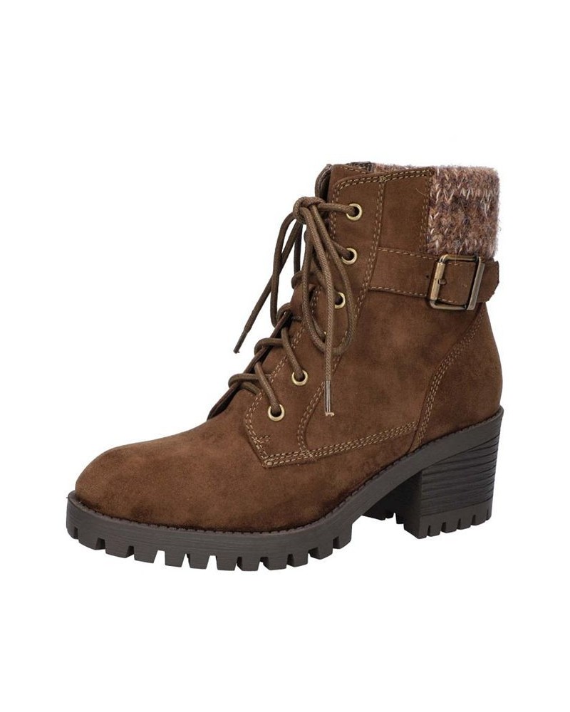 Women's Ethel Lug Sole Booties Brown $35.96 Shoes