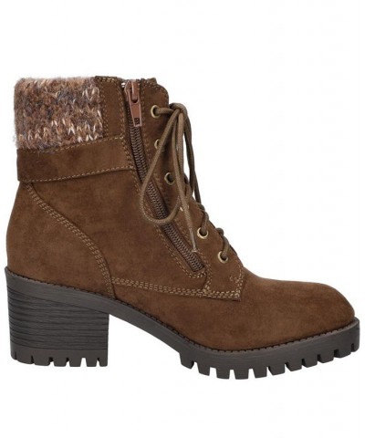 Women's Ethel Lug Sole Booties Brown $35.96 Shoes