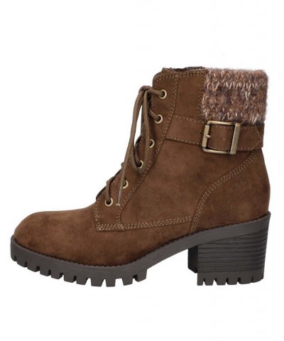 Women's Ethel Lug Sole Booties Brown $35.96 Shoes