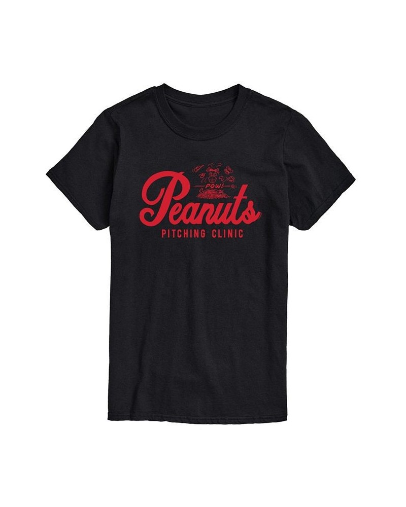 Men's Peanuts Pitching Clinic T-shirt Black $20.99 T-Shirts