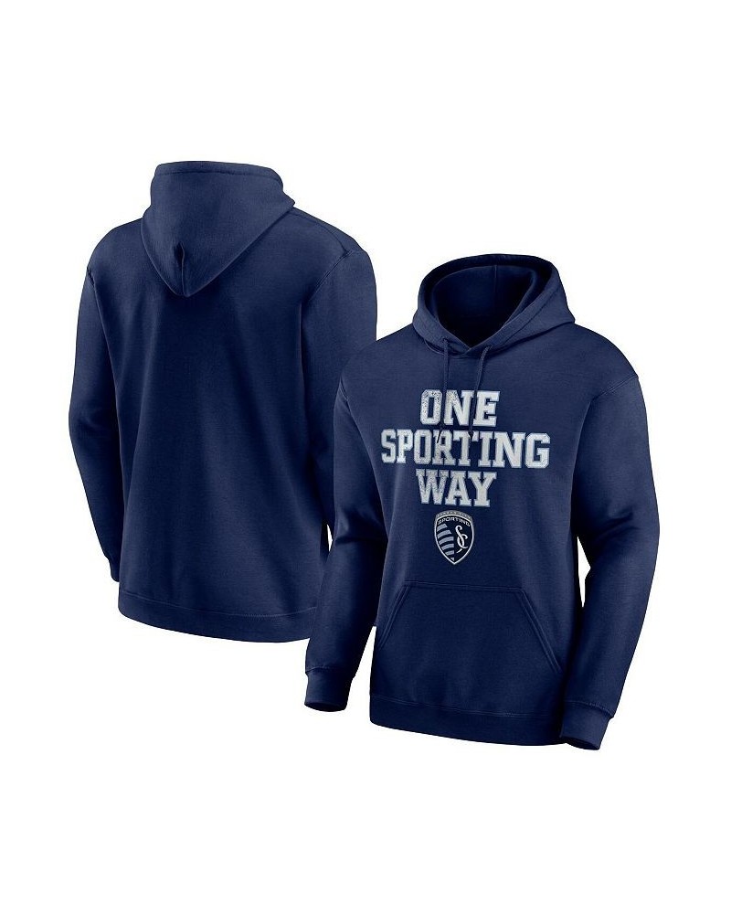 Men's Navy Sporting Kansas City Scoreboard Pullover Hoodie $25.80 Sweatshirt