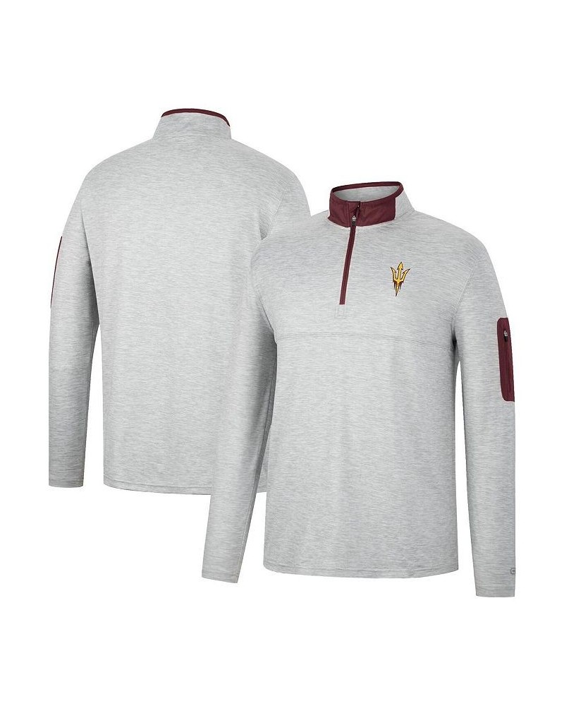 Men's Heathered Gray, Maroon Arizona State Sun Devils Country Club Windshirt Quarter-Zip Jacket $27.25 Sweatshirt