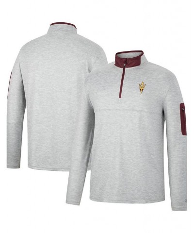 Men's Heathered Gray, Maroon Arizona State Sun Devils Country Club Windshirt Quarter-Zip Jacket $27.25 Sweatshirt