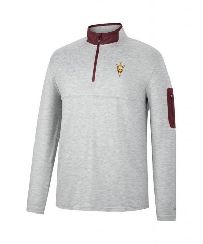 Men's Heathered Gray, Maroon Arizona State Sun Devils Country Club Windshirt Quarter-Zip Jacket $27.25 Sweatshirt