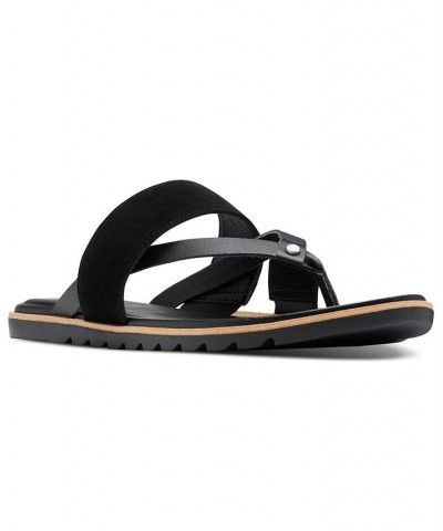 Women's Ella II Easy Slip-On Thong Flip Flop Sandals Black $40.50 Shoes