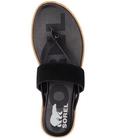 Women's Ella II Easy Slip-On Thong Flip Flop Sandals Black $40.50 Shoes