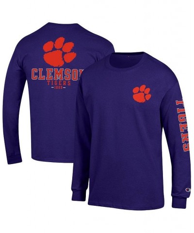 Men's Purple Clemson Tigers Team Stack Long Sleeve T-shirt $22.50 T-Shirts