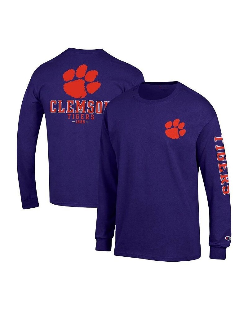 Men's Purple Clemson Tigers Team Stack Long Sleeve T-shirt $22.50 T-Shirts