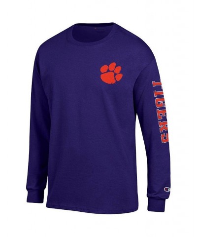 Men's Purple Clemson Tigers Team Stack Long Sleeve T-shirt $22.50 T-Shirts