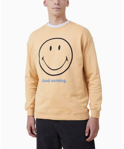 Men's Smiley Crew Fleece Sweatshirt Sun Bleach, Smiley - Good Morning $27.50 Sweatshirt