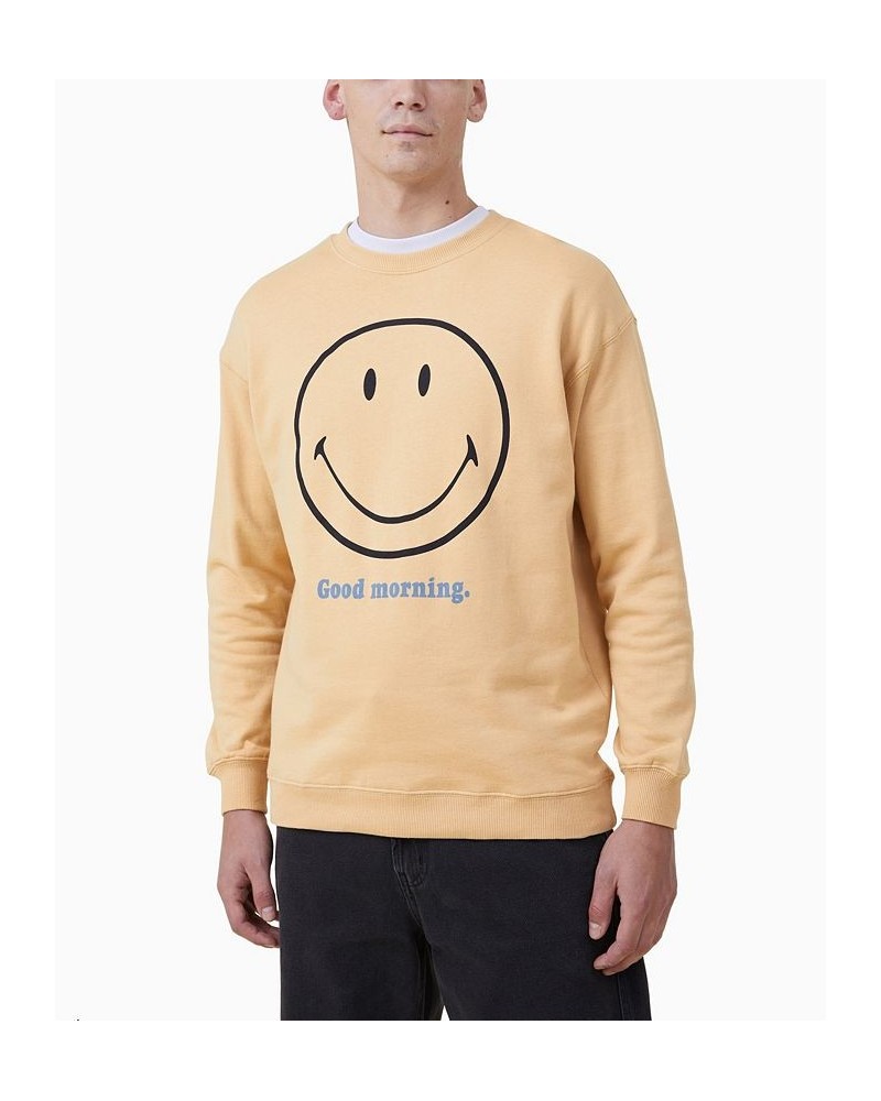 Men's Smiley Crew Fleece Sweatshirt Sun Bleach, Smiley - Good Morning $27.50 Sweatshirt