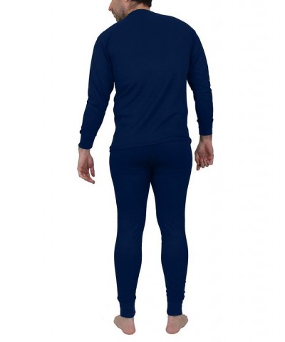 Men's Winter Thermal Top and Bottom, 4 Piece Set Navy and White $31.98 Undershirt