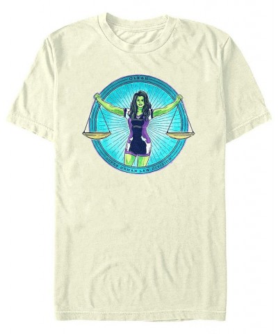 Men's She Hulk Super Human Law Division Badge Short Sleeve T-shirt Ivory/Cream $20.29 T-Shirts