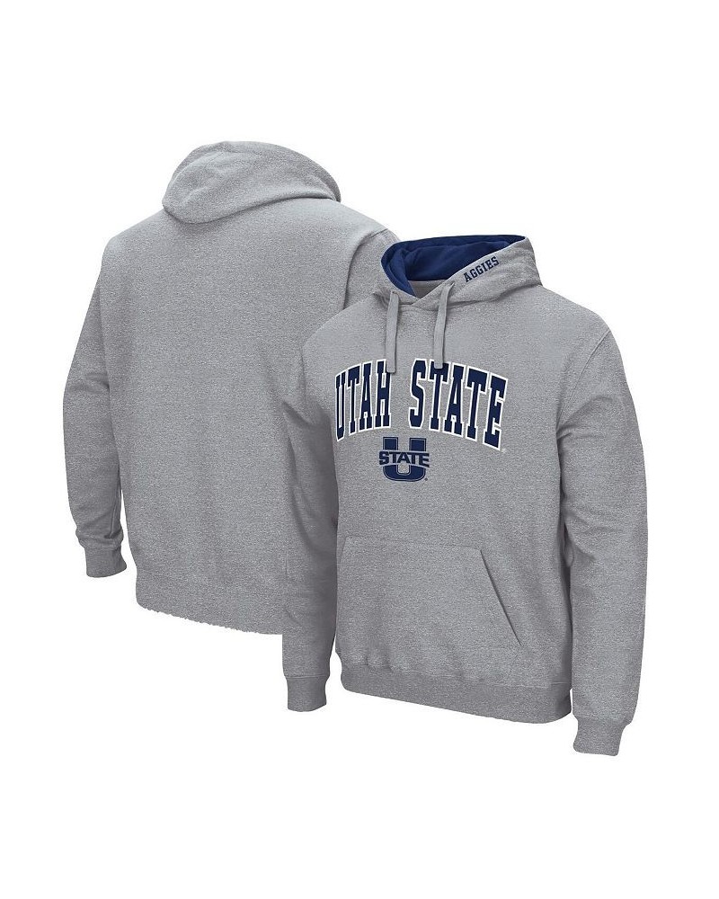 Men's Heathered Gray Utah State Aggies Arch and Logo Pullover Hoodie $18.92 Sweatshirt