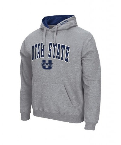 Men's Heathered Gray Utah State Aggies Arch and Logo Pullover Hoodie $18.92 Sweatshirt