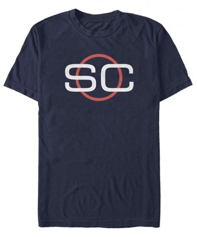 Men's Sports Center Circle Short Sleeve Crew T-shirt Blue $20.29 T-Shirts