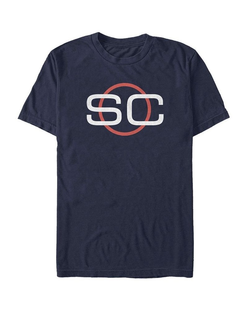 Men's Sports Center Circle Short Sleeve Crew T-shirt Blue $20.29 T-Shirts