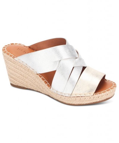 Women's Charli Woven Platform Wedge Sandals Blue $71.06 Shoes