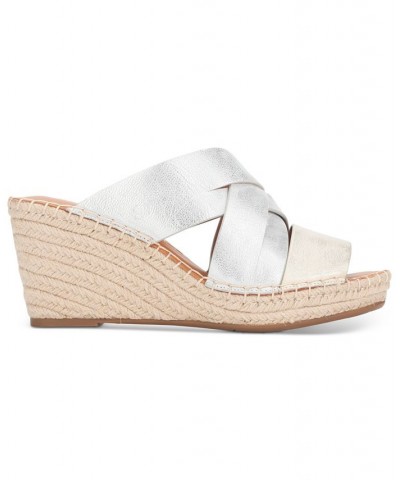 Women's Charli Woven Platform Wedge Sandals Blue $71.06 Shoes