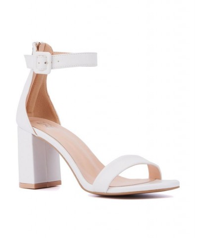 Lulu Women's Single Band Heel Sandals White $32.48 Shoes