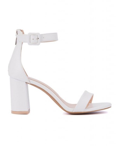 Lulu Women's Single Band Heel Sandals White $32.48 Shoes