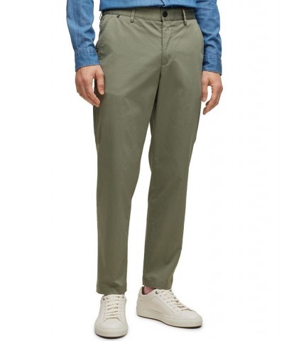 BOSS Men's Relaxed-Fit Crease-Resistant Cotton Blend Trousers Green $83.30 Pants