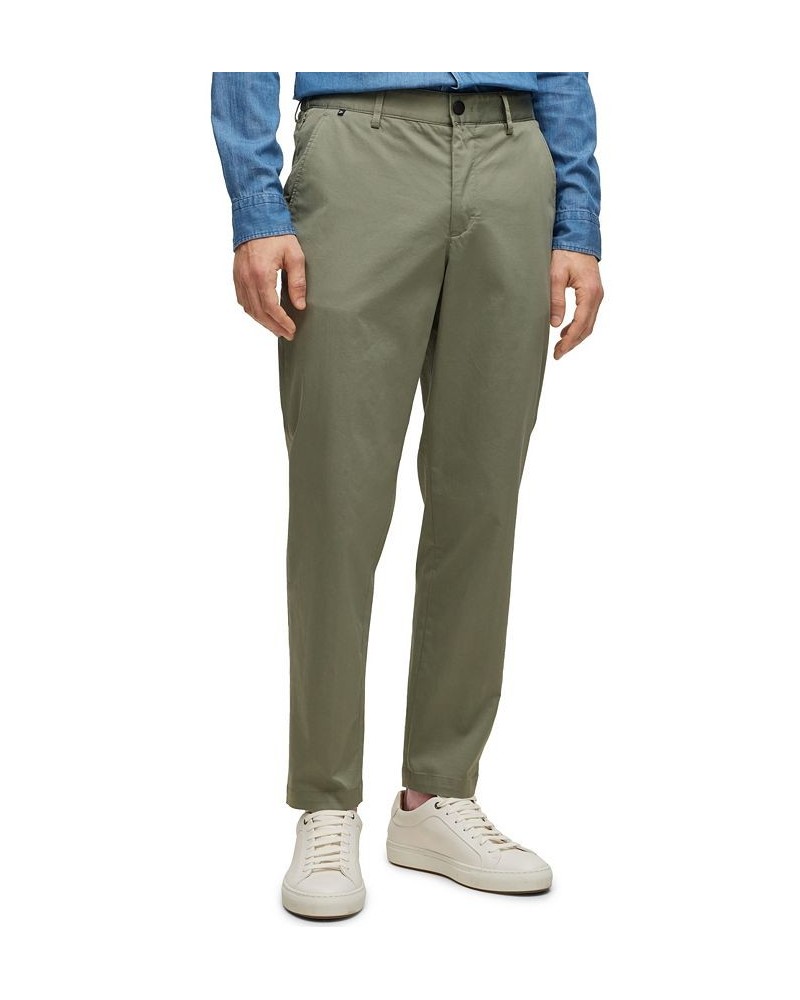 BOSS Men's Relaxed-Fit Crease-Resistant Cotton Blend Trousers Green $83.30 Pants