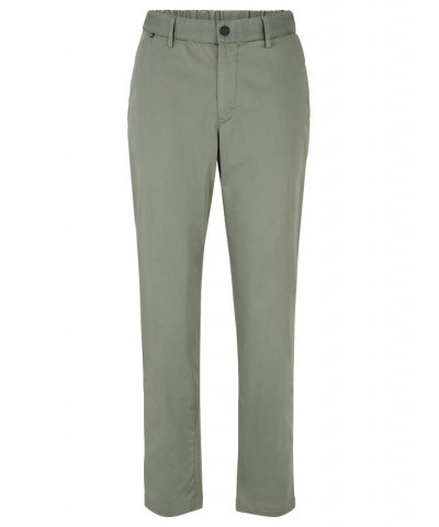 BOSS Men's Relaxed-Fit Crease-Resistant Cotton Blend Trousers Green $83.30 Pants