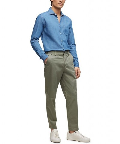 BOSS Men's Relaxed-Fit Crease-Resistant Cotton Blend Trousers Green $83.30 Pants