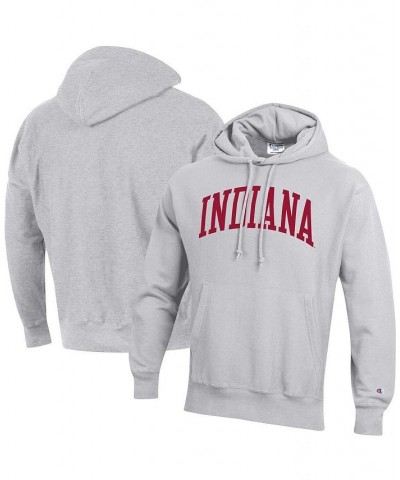 Men's Heathered Gray Indiana Hoosiers Team Arch Reverse Weave Pullover Hoodie $48.44 Sweatshirt