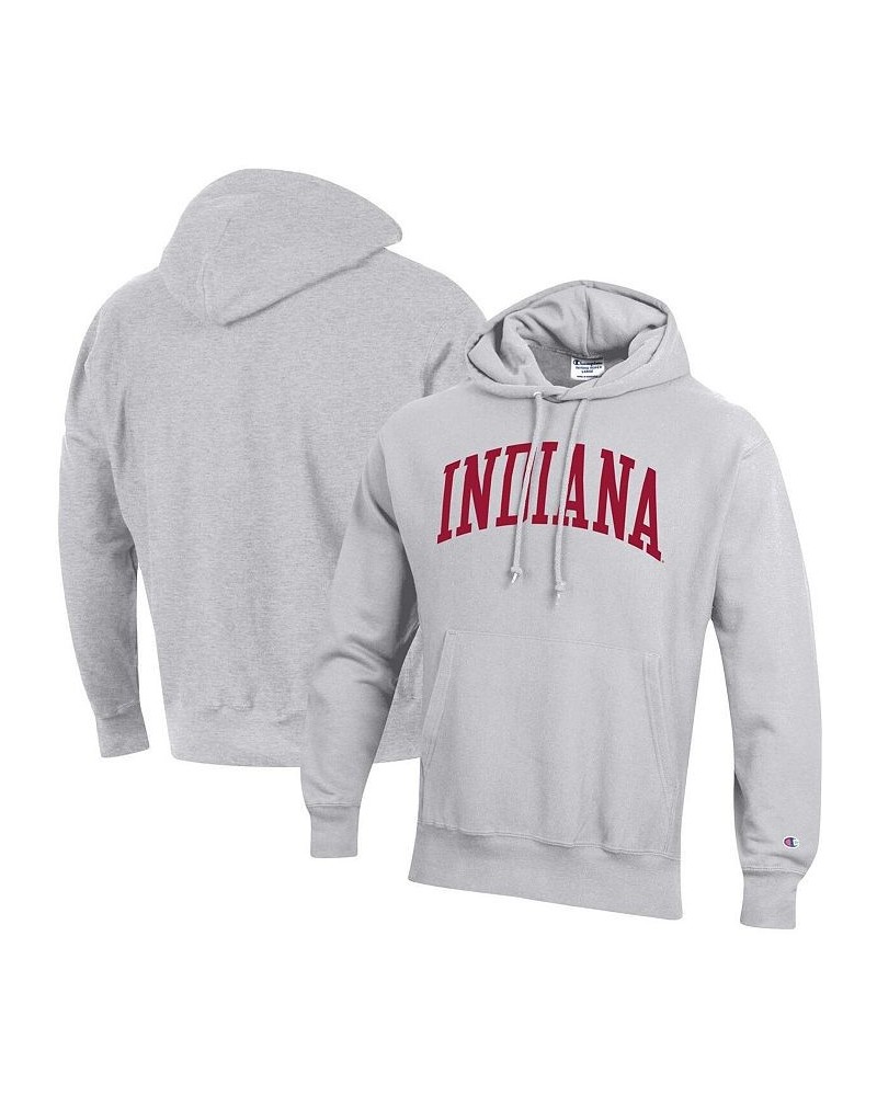 Men's Heathered Gray Indiana Hoosiers Team Arch Reverse Weave Pullover Hoodie $48.44 Sweatshirt