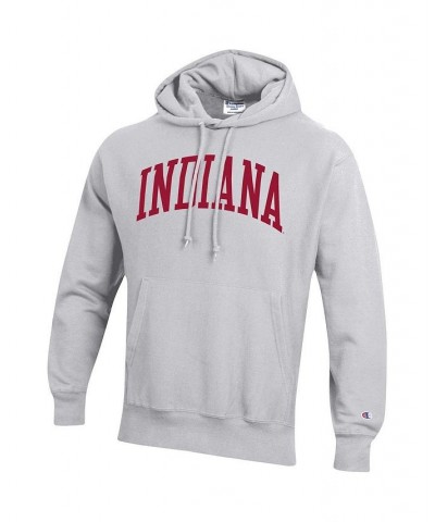 Men's Heathered Gray Indiana Hoosiers Team Arch Reverse Weave Pullover Hoodie $48.44 Sweatshirt