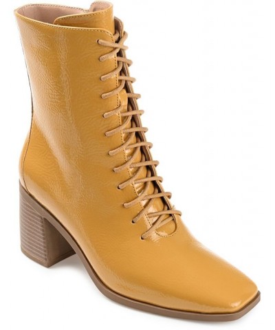 Women's Covva Lace-Up Booties Yellow $43.20 Shoes