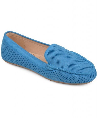 Women's Halsey Perforated Loafers Blue $42.39 Shoes